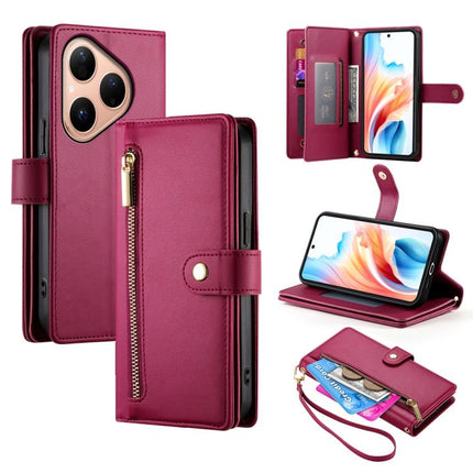 Nine Card-slot Zipper Wallet Bag Leather Phone Case, For Huawei Enjoy 90 / Enjoy 90 Plus / nova Y74, For Huawei Pura 80 Ultra 5G, For Huawei Pura 80 Pro 5G / Pura 80 Pro+ 5G, For Huawei Pura 80 5G