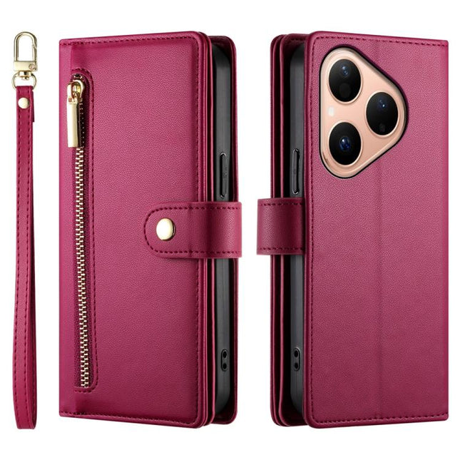 Nine Card-slot Zipper Wallet Bag Leather Phone Case, For Huawei Pura 80 5G, For Huawei nova 14 Ultra, For Huawei nova 14 Pro, For Huawei nova 14