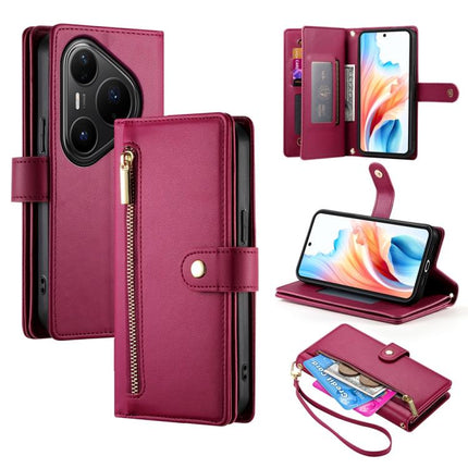 Nine Card-slot Zipper Wallet Bag Leather Phone Case, For Huawei Enjoy 90 / Enjoy 90 Plus / nova Y74, For Huawei Pura 80 Ultra 5G, For Huawei Pura 80 Pro 5G / Pura 80 Pro+ 5G, For Huawei Pura 80 5G