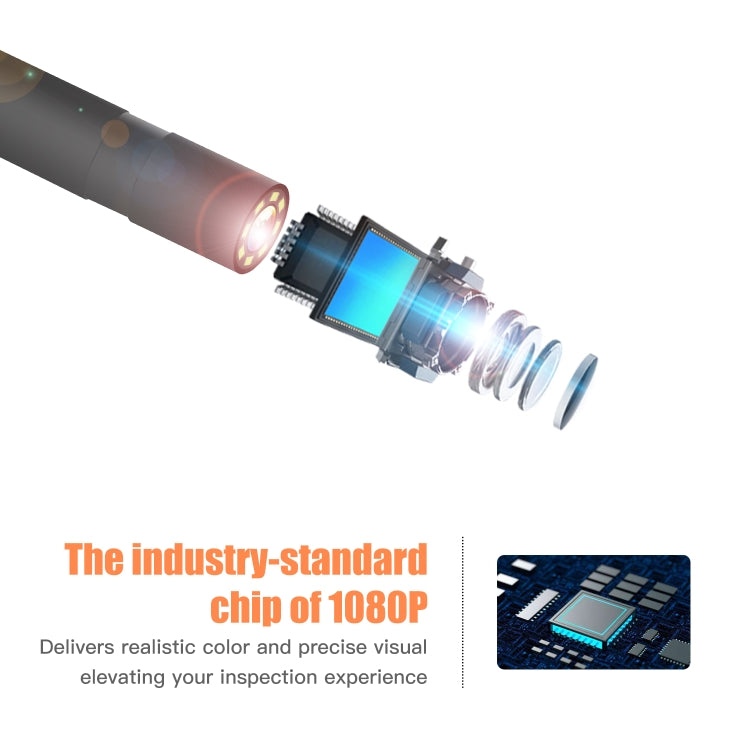 8mm 1080P IP68 Waterproof 4.3 inch Screen Single Camera Digital Endoscope, 7m, 5m, 2m