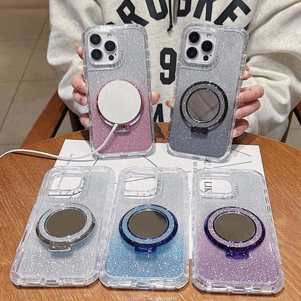 Mirror Holder Glitterr MagSafe Phone Case, For iPhone 13 Pro Max, For iPhone 13 Pro, For iPhone 13, For iPhone 12