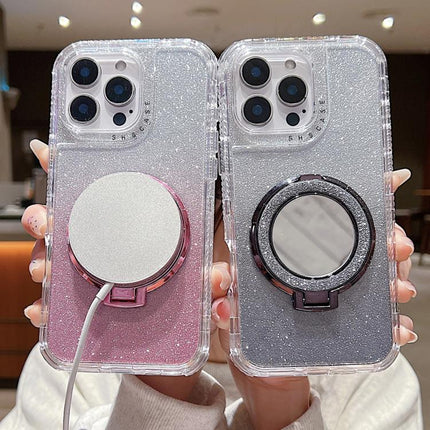 Mirror Holder Glitterr MagSafe Phone Case, For iPhone 13 Pro Max, For iPhone 13 Pro, For iPhone 13, For iPhone 12