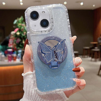 Mirror Butterfly Holder Glitterr MagSafe Phone Case, For iPhone 15 Pro Max, For iPhone 15 Pro, For iPhone 15 Plus, For iPhone 15
