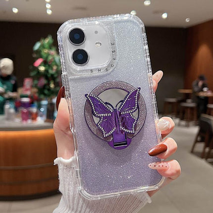 Mirror Butterfly Holder Glitterr MagSafe Phone Case, For iPhone 13 Pro Max, For iPhone 13 Pro, For iPhone 13, For iPhone 12