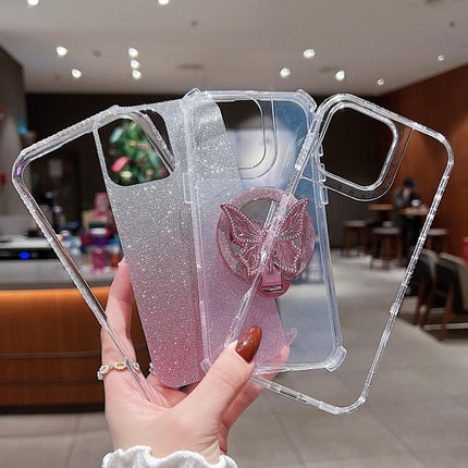 Mirror Butterfly Holder Glitterr MagSafe Phone Case, For iPhone 15 Pro Max, For iPhone 15 Pro, For iPhone 15 Plus, For iPhone 15