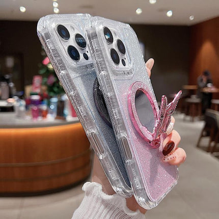 Mirror Butterfly Holder Glitterr MagSafe Phone Case, For iPhone 15 Pro Max, For iPhone 15 Pro, For iPhone 15 Plus, For iPhone 15