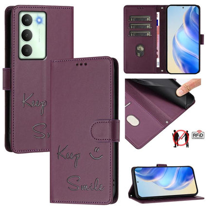 Smile Embossing RFID Leather Phone Case, For Realme 14x Global / V70 5G / C75 5G, For Realme Narzo 80 Pro / 14 Pro 5G India, For Realme 14 5G / 14T 5G Global, For Realme P3 Ultra 5G