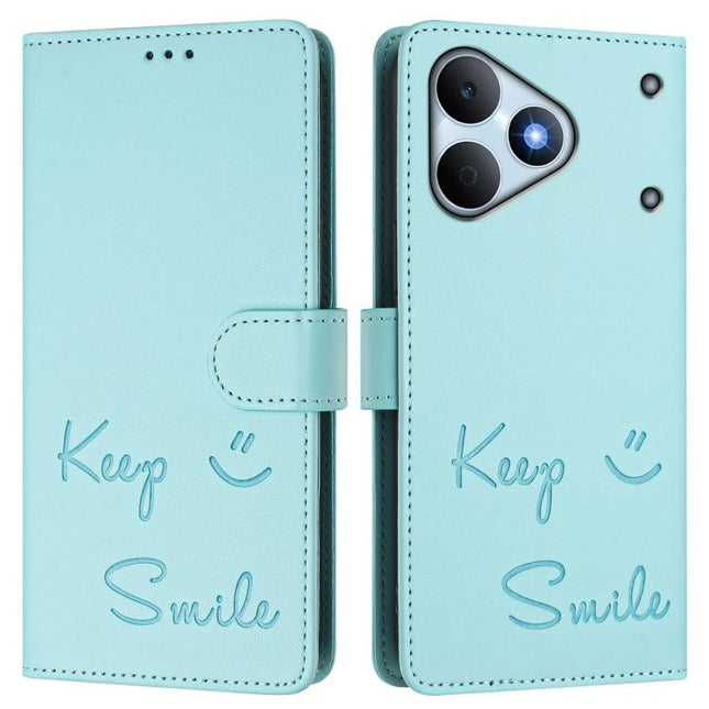 Smile Embossing RFID Leather Phone Case, For Realme Note 80 4G Global, For Realme C83 5G India, For Realme 16 5G Global, For Realme 16 Pro+ 5G Global