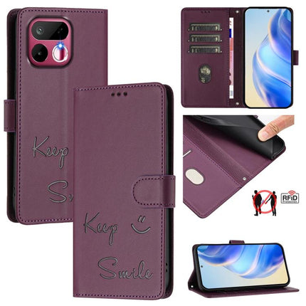 Smile Embossing RFID Leather Phone Case, For Realme P4x 5G / OnePlus Nord CE6 Lite, For Realme 16T 5G Global, For Realme C100 5G, For Realme P4 Power 5G
