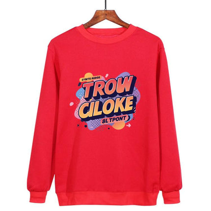 Orange Alphabet Printed Casual Loose Round Neck Sweatshirt Print On Your Demand, XS, S, M, L, XL, XXL, XXXL