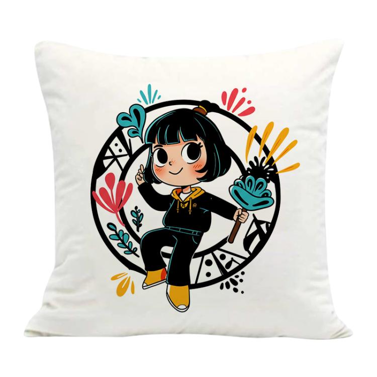 Girl Printed Sofa Pillow Case No Core Print On Your Demand, 35x35cm, 40x40cm, 45x45cm