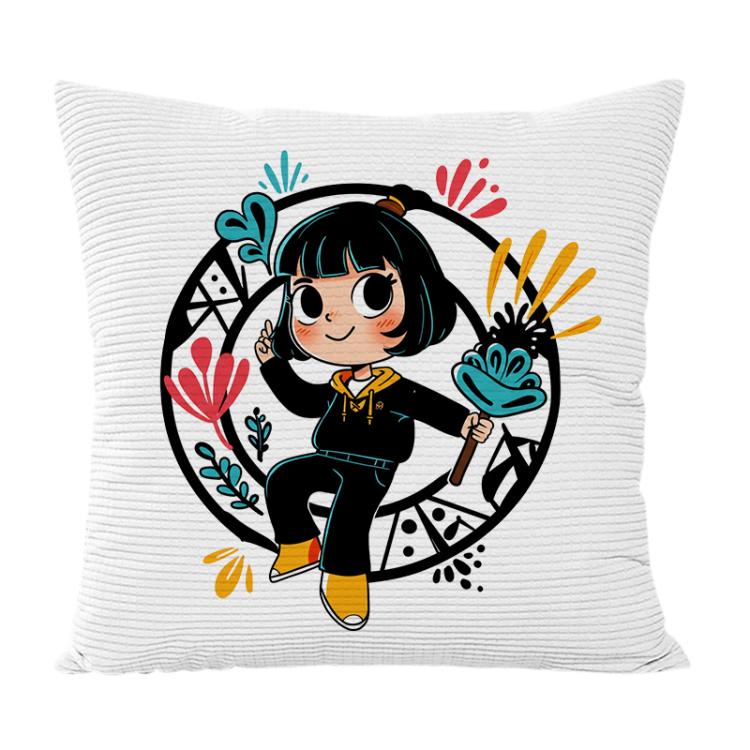 Girl Printed Sofa Pillow Case No Core Print On Your Demand, 35x35cm, 40x40cm, 45x45cm
