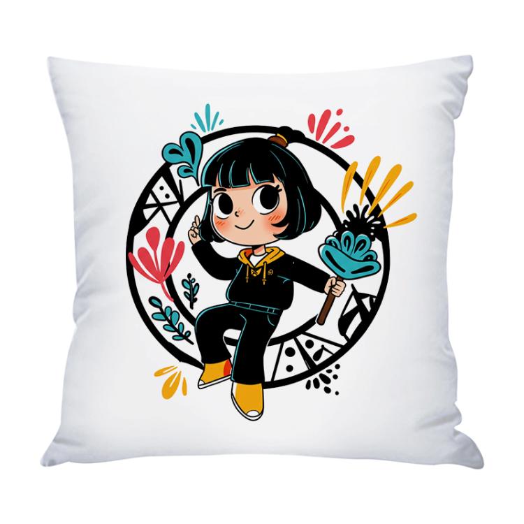 Girl Printed Sofa Pillow Case No Core Print On Your Demand, 35x35cm, 40x40cm, 45x45cm