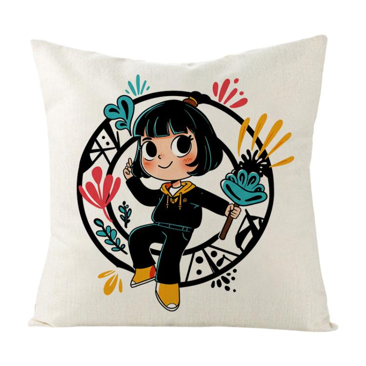 Girl Printed Sofa Pillow Case No Core Print On Your Demand, 50x50cm, 60x60cm