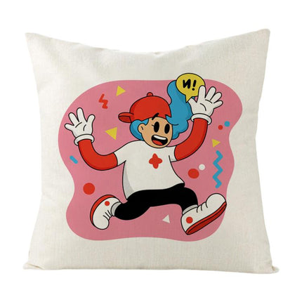 Pink Boy Printed Sofa Pillow Case No Core Print On Your Demand, 35x35cm, 40x40cm, 45x45cm