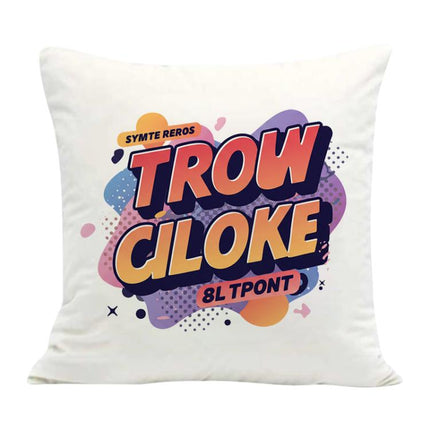 Orange Alphabet Printed Sofa Pillow Case No Core Print On Your Demand, 35x35cm, 40x40cm, 45x45cm