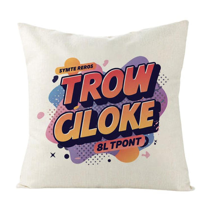 Orange Alphabet Printed Sofa Pillow Case No Core Print On Your Demand, 50x50cm, 60x60cm