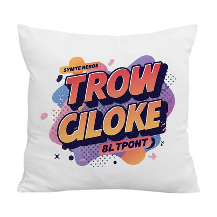 Orange Alphabet Printed Sofa Pillow Case No Core Print On Your Demand, 50x50cm, 60x60cm