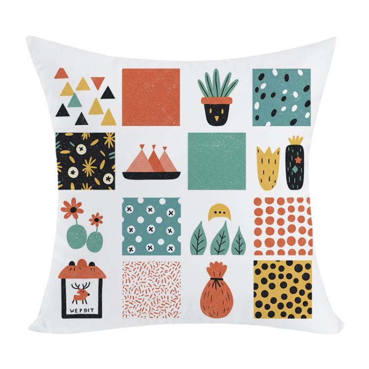 Grid Printed Sofa Pillow Case No Core Print On Your Demand, 35x35cm, 40x40cm, 45x45cm