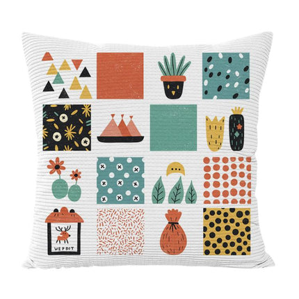 Grid Printed Sofa Pillow Case No Core Print On Your Demand, 50x50cm, 60x60cm