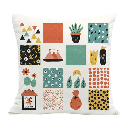 Grid Printed Sofa Pillow Case No Core Print On Your Demand, 50x50cm, 60x60cm