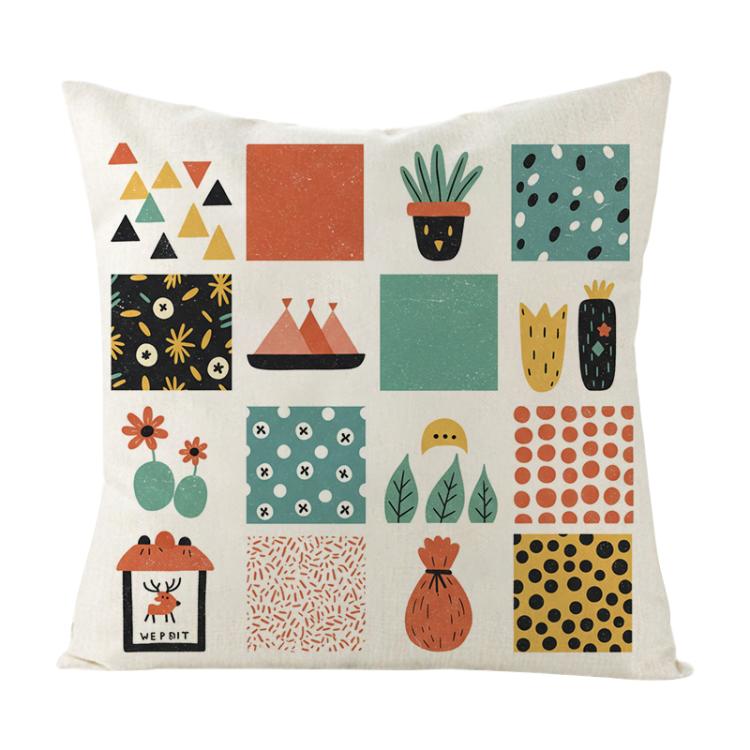 Grid Printed Sofa Pillow Case No Core Print On Your Demand, 50x50cm, 60x60cm