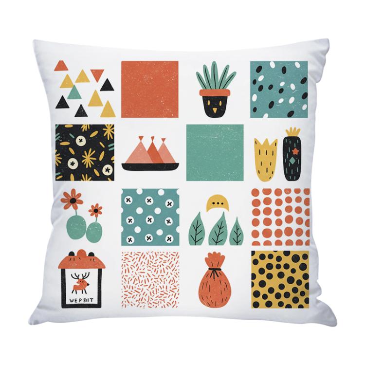 Grid Printed Sofa Pillow Case No Core Print On Your Demand, 50x50cm, 60x60cm