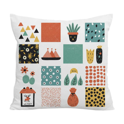 Grid Printed Sofa Pillow Case No Core Print On Your Demand, 50x50cm, 60x60cm