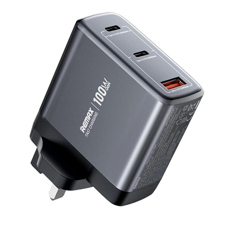 REMAX U2-AC 100W USB and Dual Type-C GaN Digital Display Fast Charger, EU Plug, UK Plug