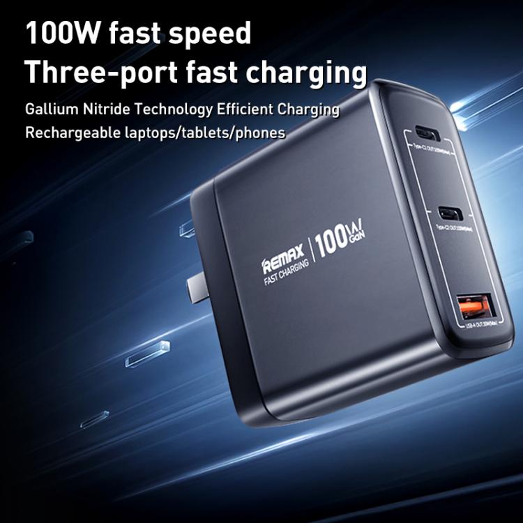 REMAX U2-AC 100W USB and Dual Type-C GaN Digital Display Fast Charger, EU Plug, UK Plug