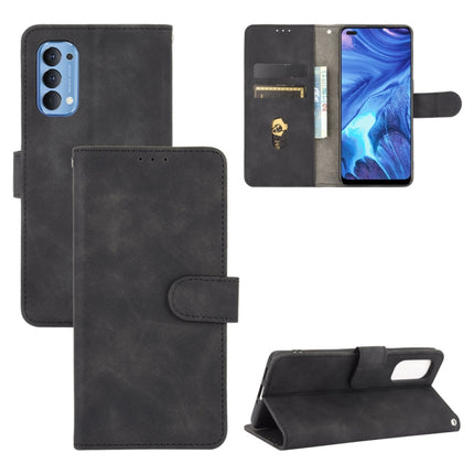 Solid Color Skin Feel Magnetic Buckle Horizontal Flip Calf Texture PU Leather Case with Holder & Card Slots & Wallet, For OPPO Reno4 5G