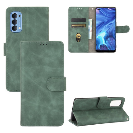 Solid Color Skin Feel Magnetic Buckle Horizontal Flip Calf Texture PU Leather Case with Holder & Card Slots & Wallet, For OPPO Reno4 5G