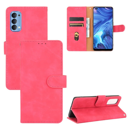 Solid Color Skin Feel Magnetic Buckle Horizontal Flip Calf Texture PU Leather Case with Holder & Card Slots & Wallet, For OPPO Reno4 5G