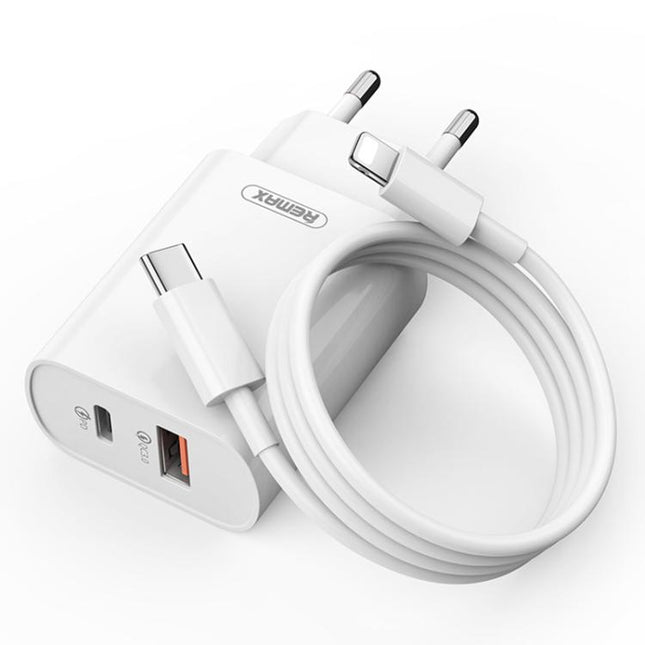 REMAX RP-U37 18W QC+PD Fast Charger With 1m Type-C to 8 Pin Cable, US Plug, EU Plug