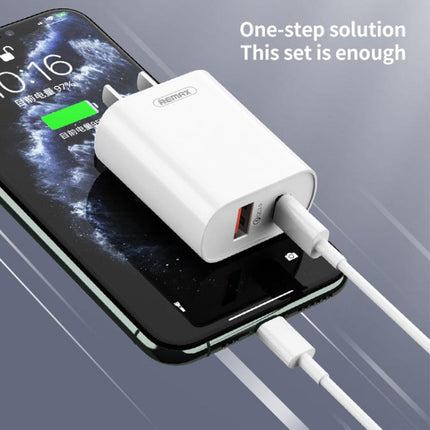 REMAX RP-U37 18W QC+PD Fast Charger With 1m Type-C to 8 Pin Cable, US Plug, EU Plug