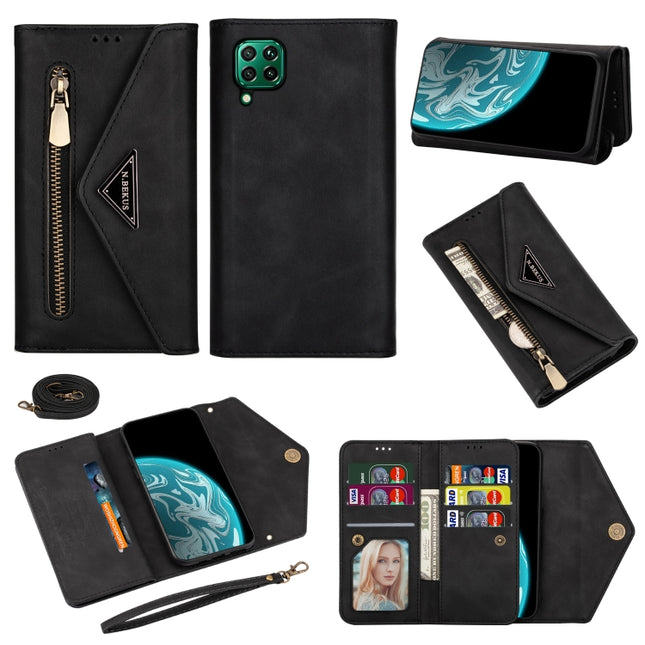 Skin Feel Zipper Horizontal Flip Leather Case with Holder & Card Slots & Photo Frame & Lanyard & Long Rope, For Huawei P40 Lite, For Huawei P40 Pro, For Huawei Y6 (2019), For Huawei P20 Lite