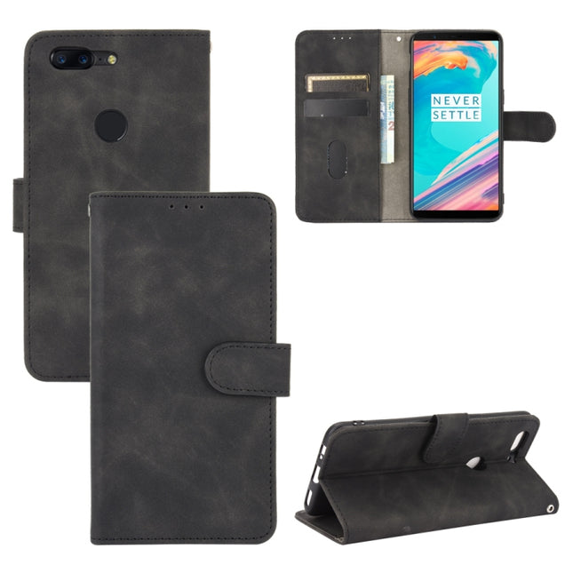 Solid Color Skin Feel Magnetic Buckle Horizontal Flip Calf Texture PU Leather Case with Holder & Card Slots & Wallet, For OnePlus 5T, For OnePlus 6, For BlackBerry KEY2, For BlackBerry Keyone
