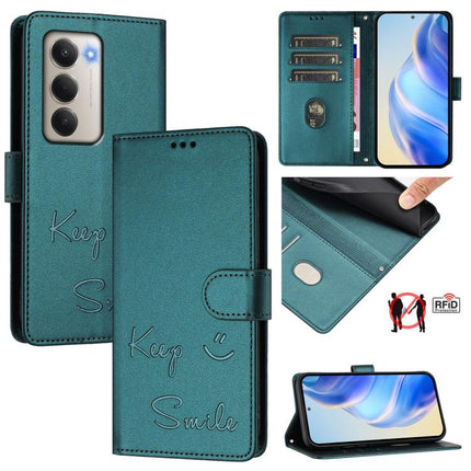 Smile Embossing RFID Leather Phone Case, For Redmi 15 5G Global / 15 4G SEA 169.5mm, For Xiaomi 15T Pro 5G, For Xiaomi 15T 5G, For Redmi Note 14 4G 164.84mm EU Version