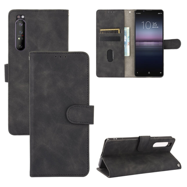Solid Color Skin Feel Magnetic Buckle Horizontal Flip Calf Texture PU Leather Case with Holder & Card Slots & Wallet, For Sony Xperia 1 II, For Sony Xperia 1, For Sony Xperia 5, For Sony Xperia 8