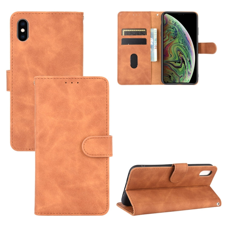 Solid Color Skin Feel Magnetic Buckle Horizontal Flip Calf Texture PU Leather Case with Holder & Card Slots & Wallet, For iPhone 11, For iPhone 11 Pro Max, For iPhone XS / X, For iPhone XR