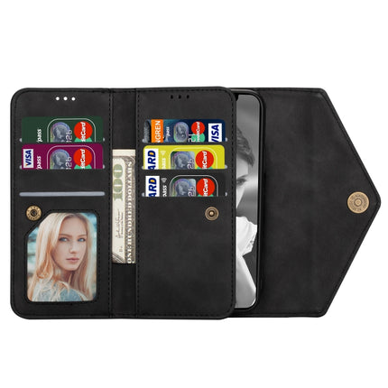 Horizontales Flip-Lederetui mit Reißverschluss und Halterung, Kartenfächern, Bilderrahmen, Trageband und langem Seil, für iPhone 6, für iPhone 6 Plus, für iPhone 7/8/SE (2020), für iPhone 7 Plus/8 Plus, für iPhone 11