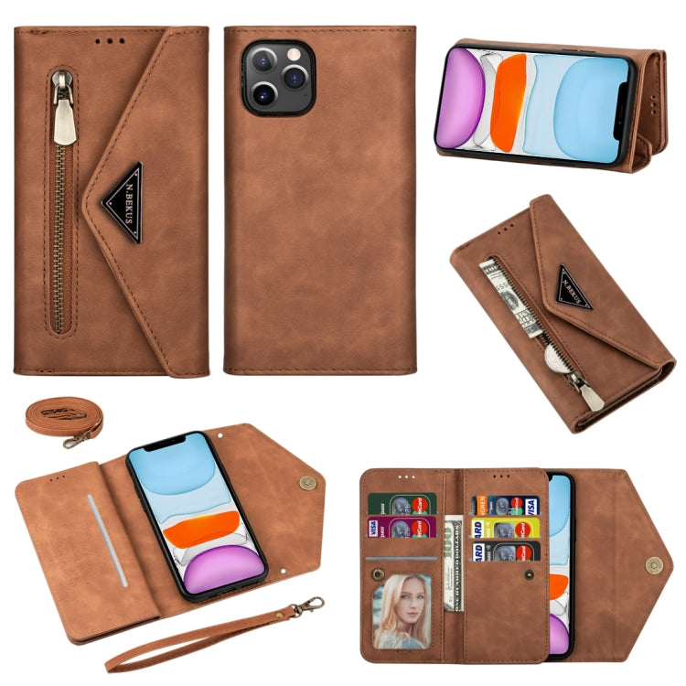 Skin Feel Zipper Horizontal Flip Leather Case with Holder & Card Slots & Photo Frame & Lanyard & Long Rope, For iPhone 11, For iPhone 11 Pro, For iPhone 11 Pro Max, For iPhone XS / X