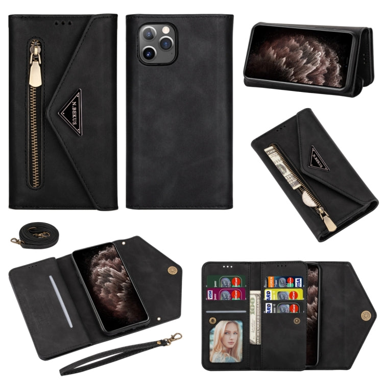 Skin Feel Zipper Horizontal Flip Leather Case with Holder & Card Slots & Photo Frame & Lanyard & Long Rope, For iPhone 11, For iPhone 11 Pro, For iPhone 11 Pro Max, For iPhone XS / X