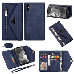 Funda de cuero con tapa horizontal con cremallera y tacto agradable al tacto, con soporte, ranuras para tarjetas, marco de fotos, cordón y cuerda larga, para iPhone 11 Pro, para iPhone 11 Pro Max, para iPhone XS/X, para iPhone XR, para iPhone XS Max