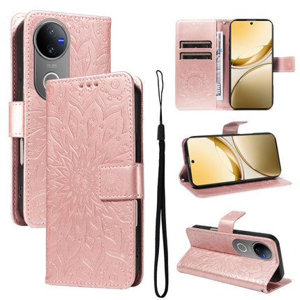Embossed Sunflower Pattern Flip Leather Phone Case, For vivo V60 5G, For vivo Y29S 5G / Y04, For vivo V50 5G Global