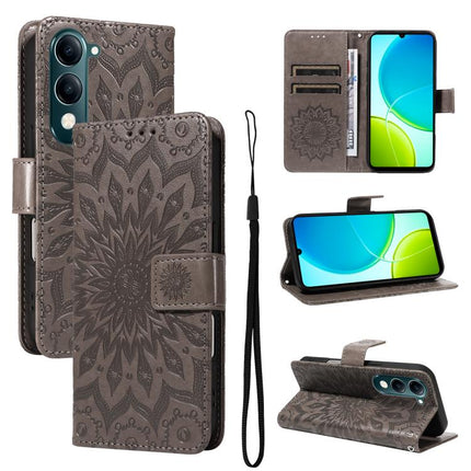 Embossed Sunflower Pattern Flip Leather Phone Case, For vivo V60 5G, For vivo Y29S 5G / Y04, For vivo V50 5G Global