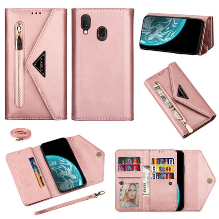 Skin Feel Zipper Horizontal Flip Leather Case with Holder & Card Slots & Photo Frame & Lanyard & Long Rope, For Samsung Galaxy A10 / M10, For Samsung Galaxy A20 / A30 / M10s, For Samsung Galaxy A20e / A10e, For Samsung Galaxy A20s