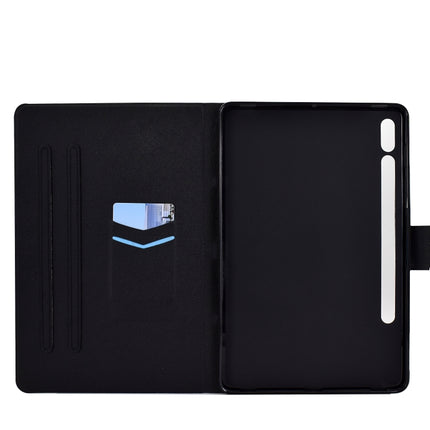 Electric Pressed Left Right Flat Leather Case with Sleep Function Pen Cover & Card Slot & Holder, For Samsung Galaxy Tab S8 / Galaxy Tab S7 T870
