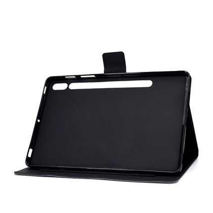 Electric Pressed Left Right Flat Leather Case with Sleep Function Pen Cover & Card Slot & Holder, For Samsung Galaxy Tab S8 / Galaxy Tab S7 T870