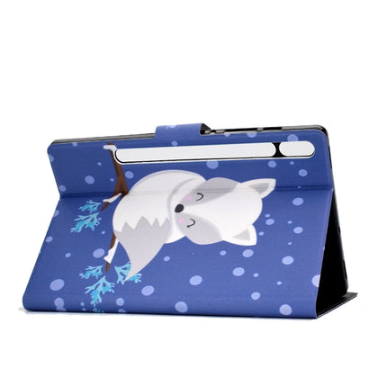 Electric Pressed Left Right Flat Leather Case with Sleep Function Pen Cover & Card Slot & Holder, For Samsung Galaxy Tab S8 / Galaxy Tab S7 T870